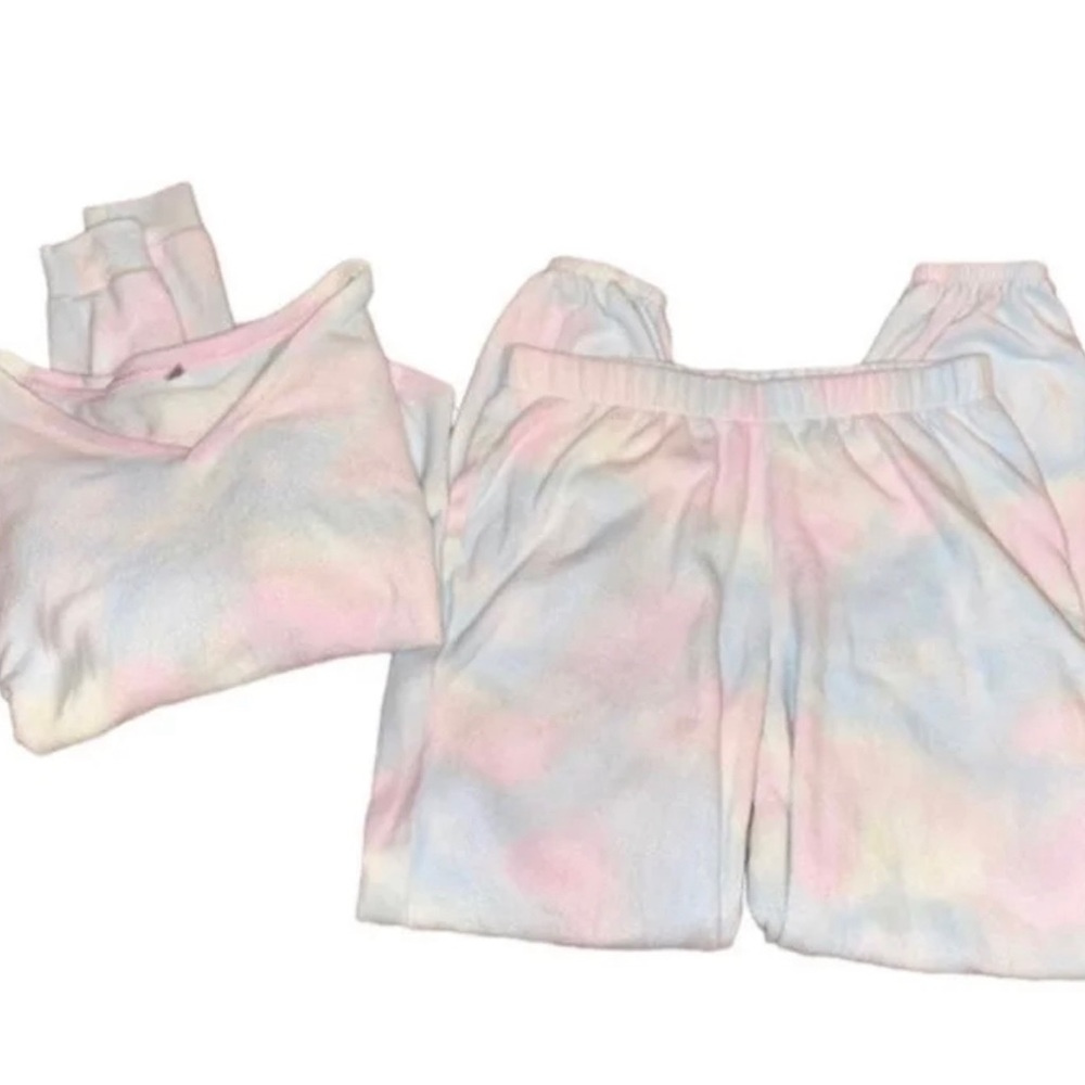 Pink & Blue Tye dye soft long sleeve and pants pj set, size medium - Picture 2 of 4